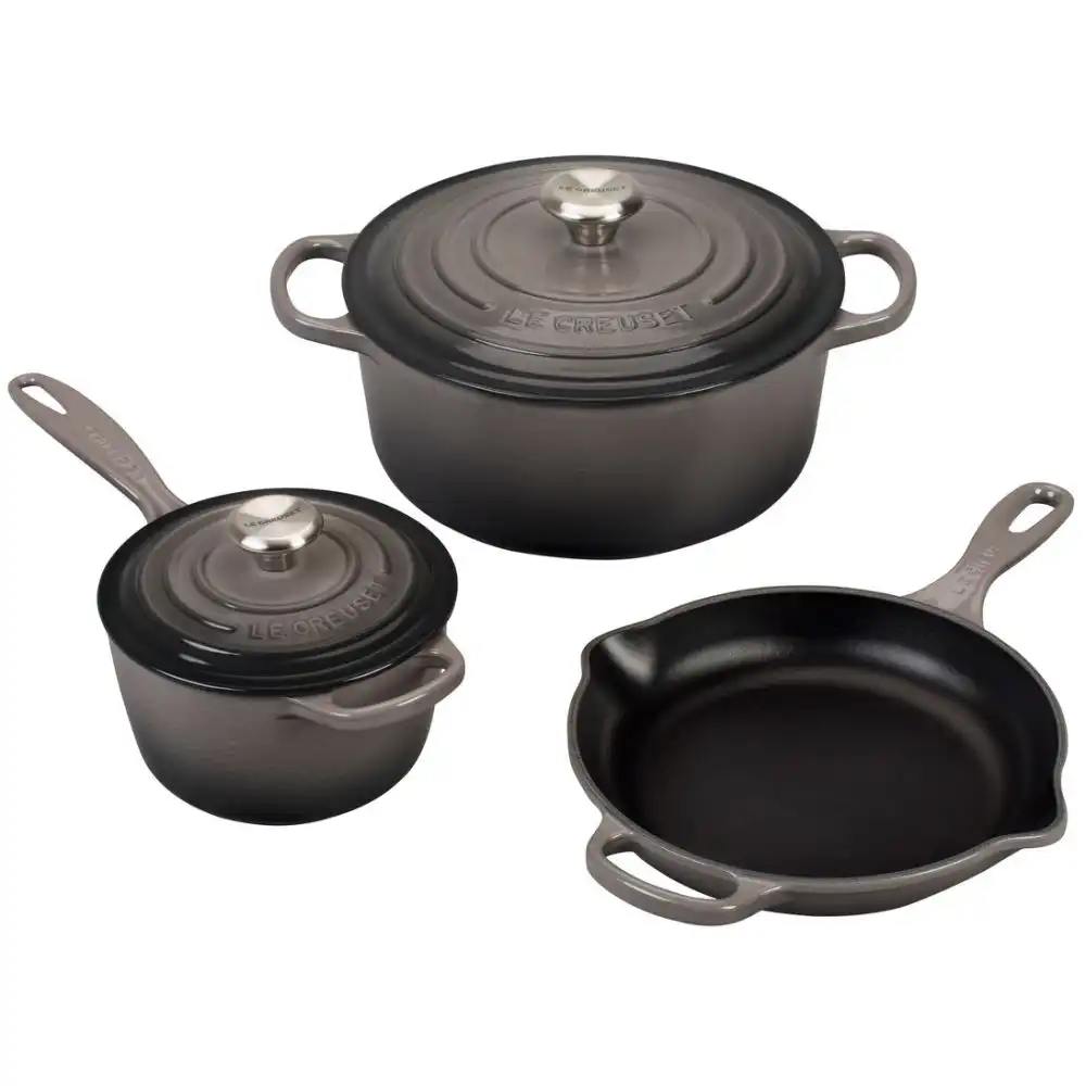 Le Creuset 5-Piece Signature Cookware Set with Stainless Steel Knobs | Oyster Grey