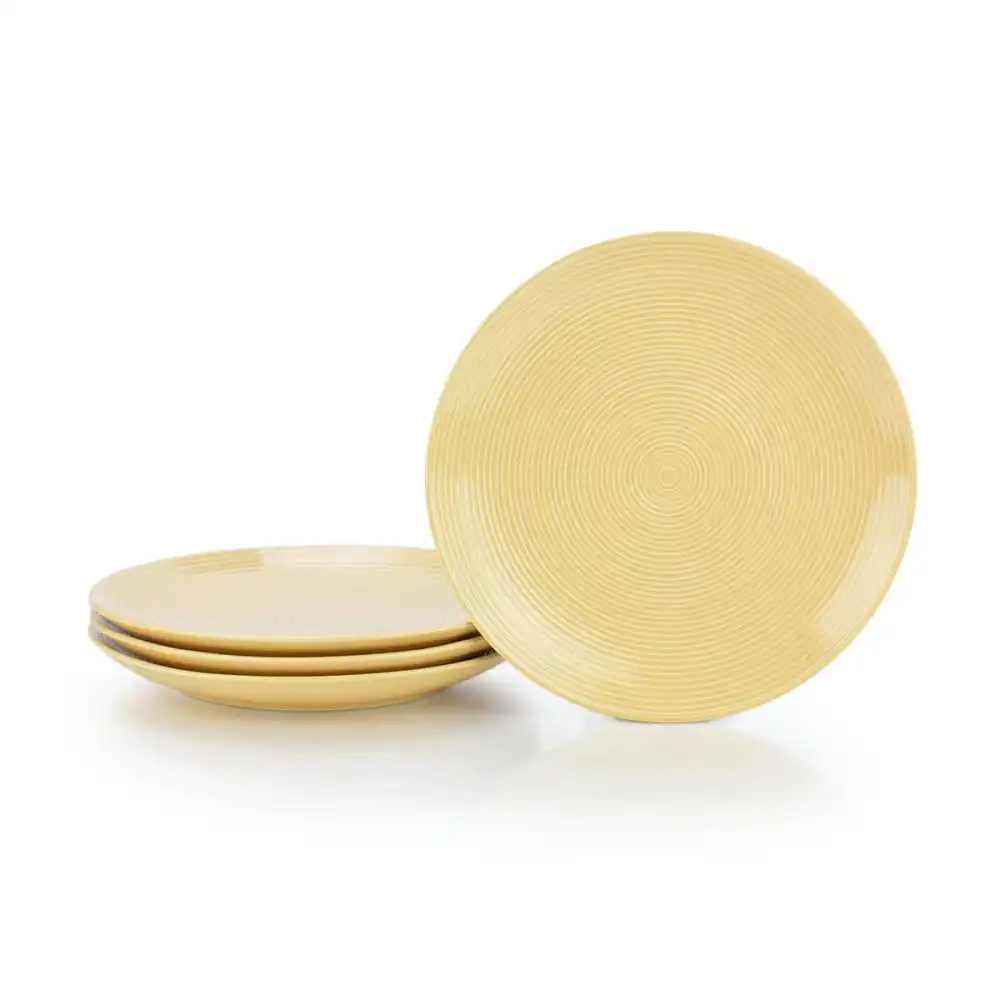 Everything Kitchens Colorful Glazed 10.5" Dinner Plates (Set of 4) | Butter Yellow