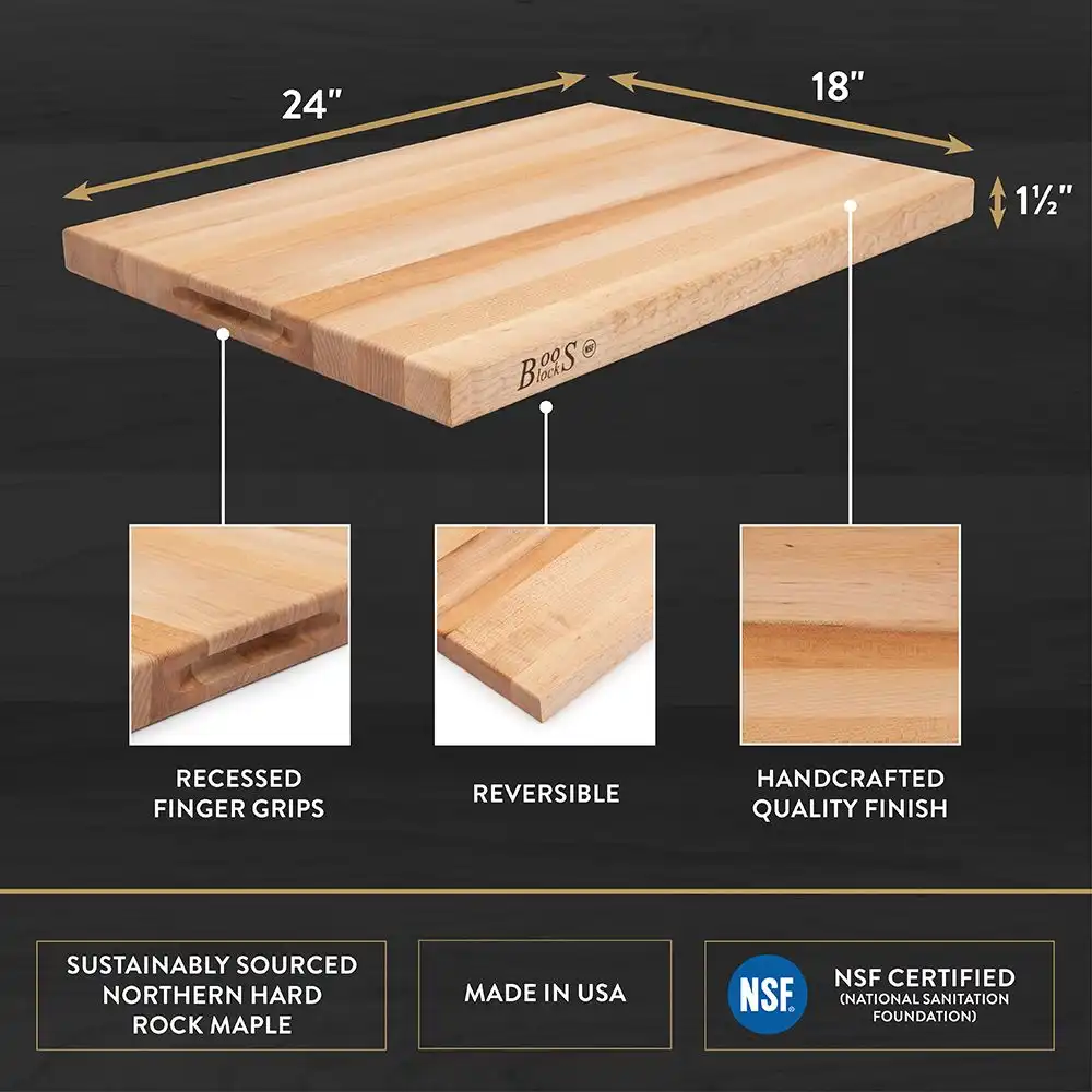 Alternative view of John Boos R-Board Series 24" x 18" x 1.5" Cutting Board | Northern Hard Rock Maple