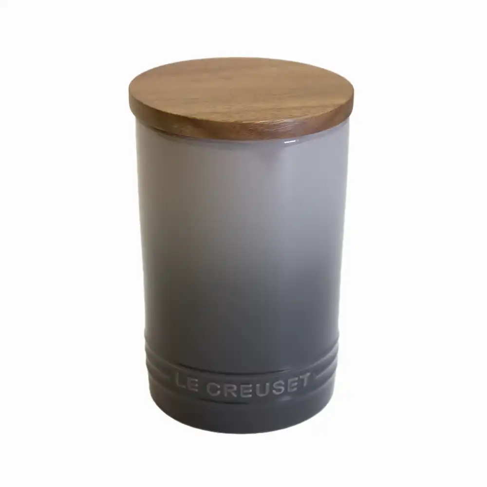 Le Creuset  Signature 26oz Stoneware Canister with Acacia Wood Lid | Oyster