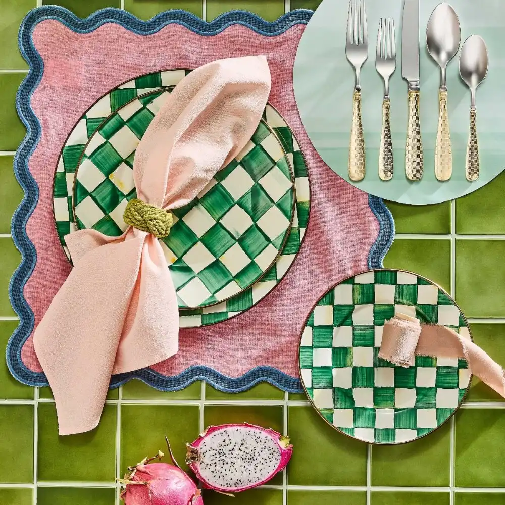 Alternative view of MacKenzie-Childs Emerald Check 12" Charger/Plate