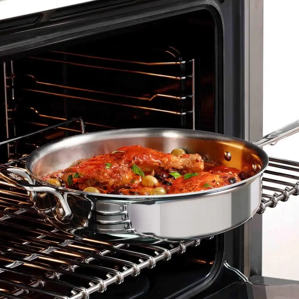 Alternative view of All-Clad D3 Stainless Steel 3-Ply Sauté Pan with Lid | 4-Quart