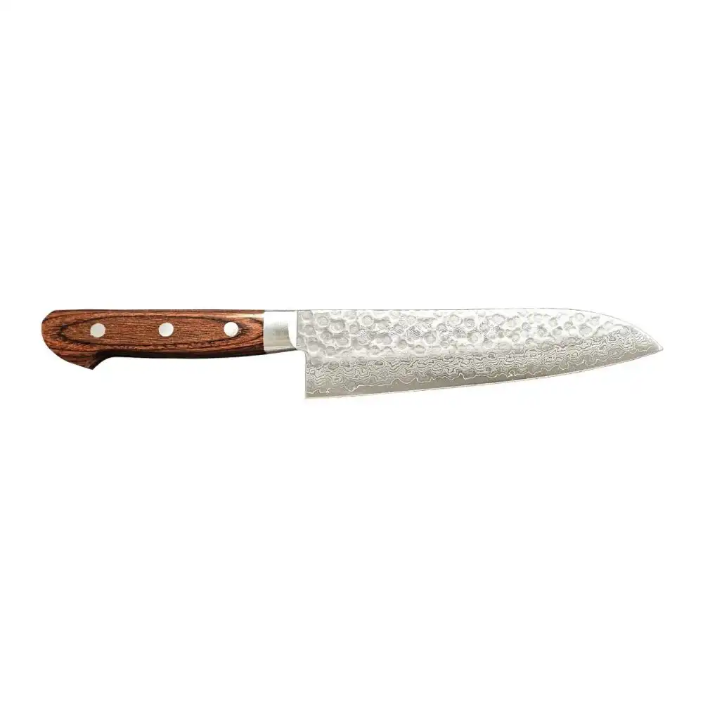 Kikuichi Warikomi Damascus Tsuchime 7" Santoku Knife