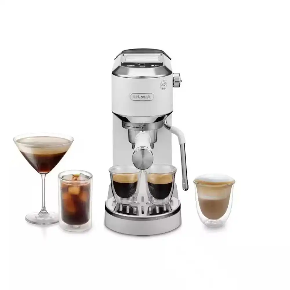 De'Longhi Dedica Duo Espresso Machine with Cold Brew & Frothing Wand | White