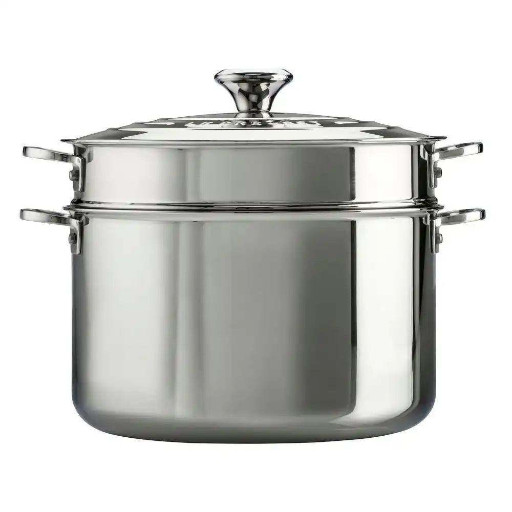 Alternative view of Le Creuset Signature Stainless Steel 9-Quart Stock Pot with Lid & Deep Colander Insert