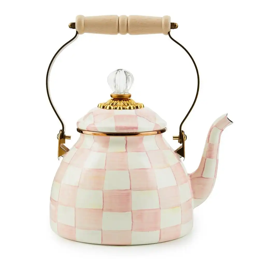 MacKenzie-Childs Rosy Check 2 Qt. Tea Kettle