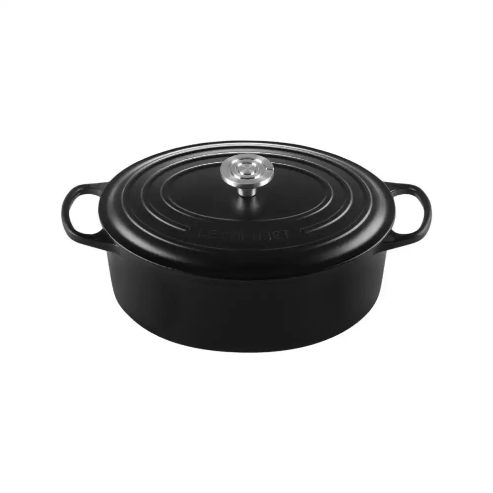 Le Creuset 6.75 Qt. Oval Signature Dutch Oven with Crucible Stainless Steel Knob | Licorice