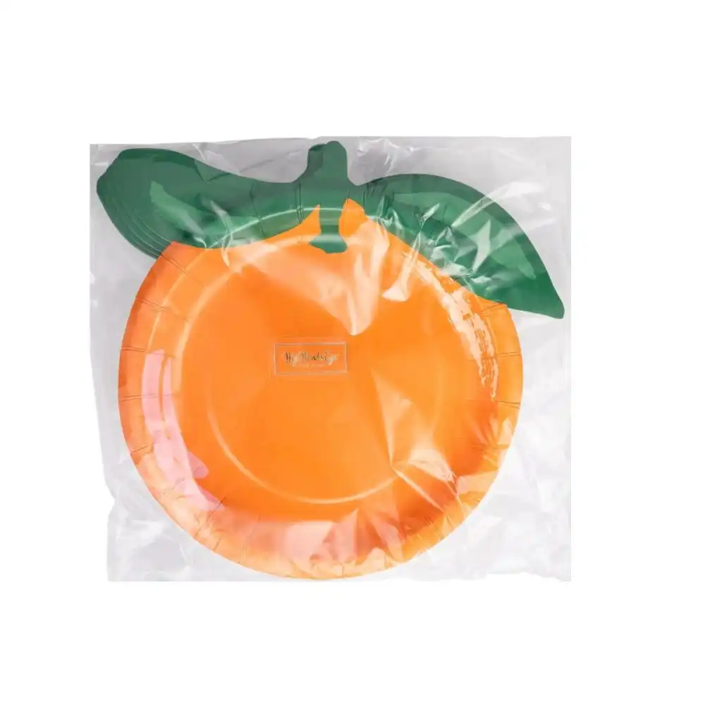 Alternative view of My Mind's Eye 8-Piece Orange Shaped Paper Plates