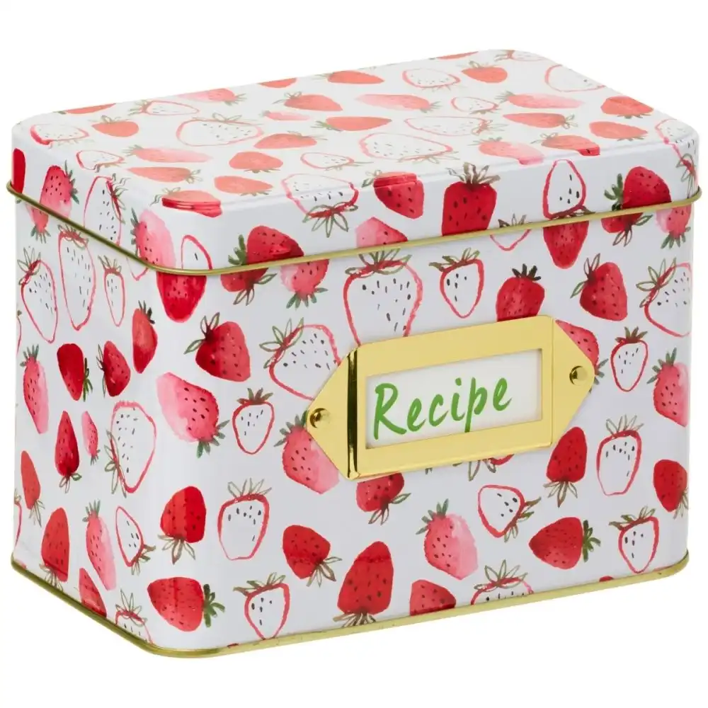 C.R. Gibson Tin Recipe Box & Cards | Strawberry Fields