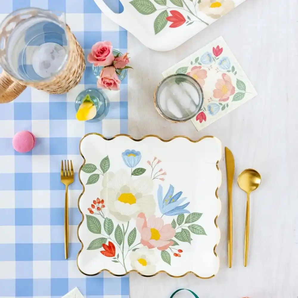 Alternative view of My Mind's Eye Floral Corner Paper Napkins | 24-Piece