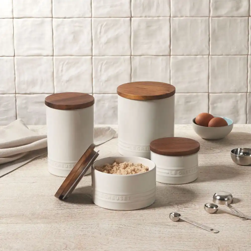 Alternative view of Le Creuset Signature 7oz Salt Cellar with Wood Lid | White