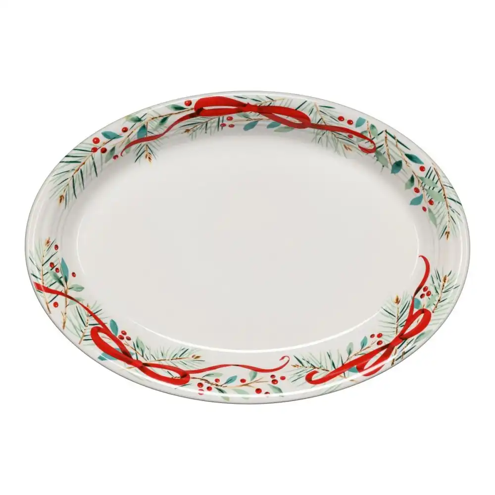Fiesta® 13.6" Large Oval Serving Platter | Holly Berry Christmas Garland
