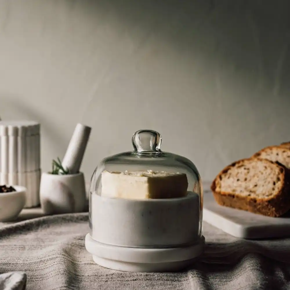 Alternative view of Danica Heirloom Butter Dish | White Marble