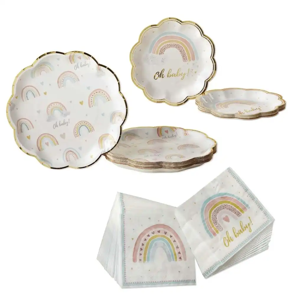 Kate Aspen Boho Rainbow Baby 62-Piece Party Tableware Set