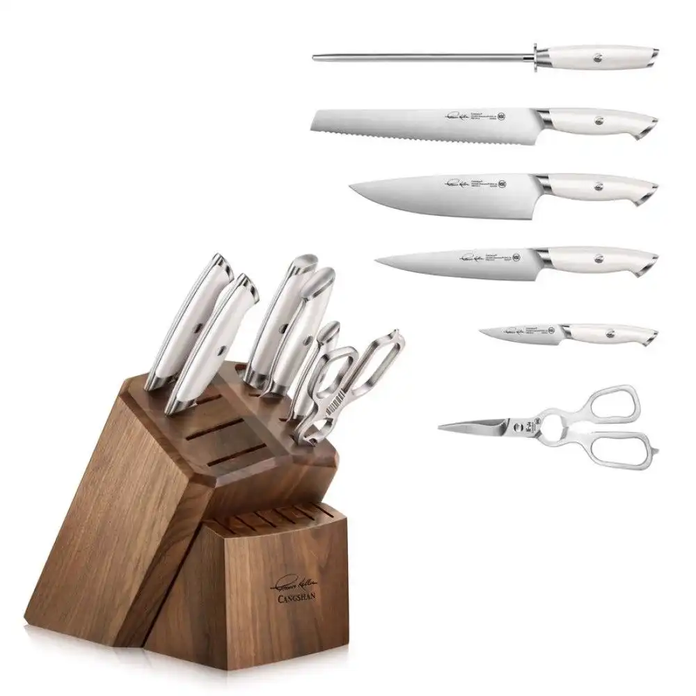 Alternative view of Cangshan Cutlery Thomas Keller Signature Collection 7-Piece Knife Block Set | White