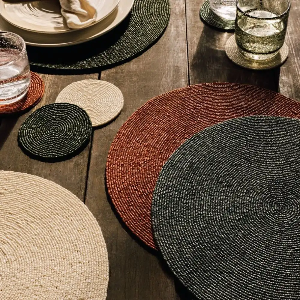 Alternative view of Danica Heirloom Beaded Coasters (Set of 4) | Cinnamon
