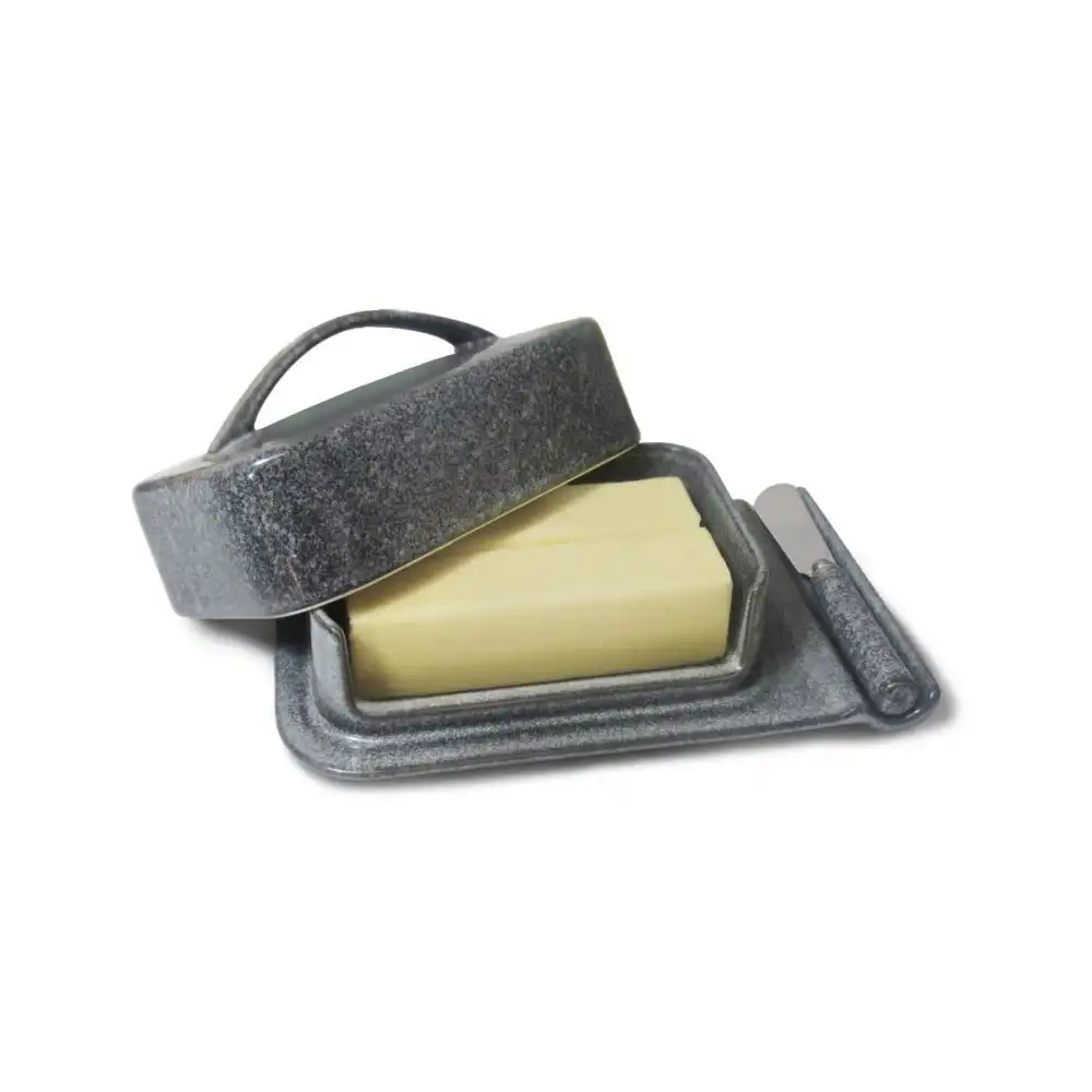 Butterie Porcelain Mess-Free Butter Dish | Gray